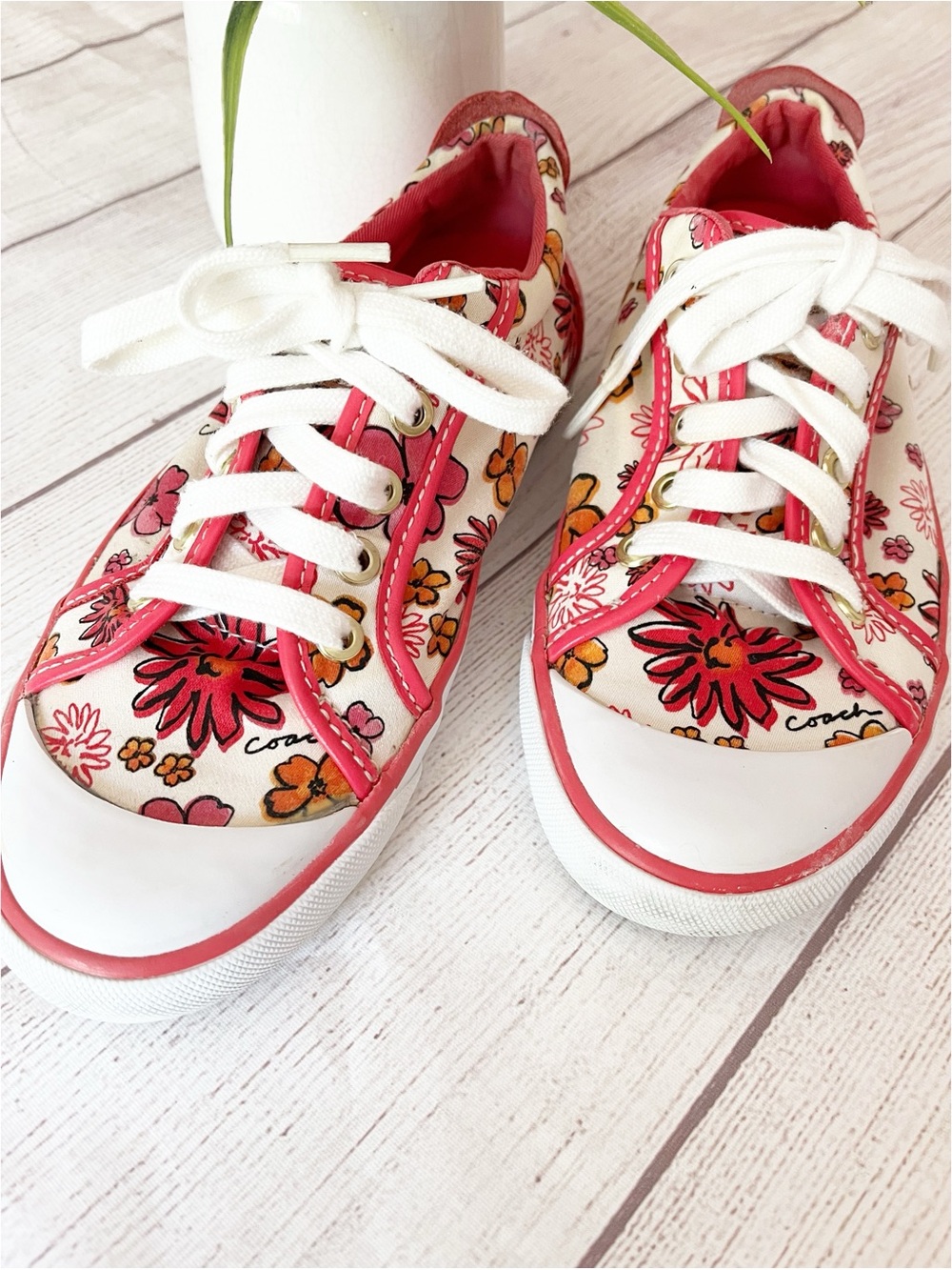 Coach poppy print sneakers sz 6